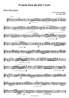 O mein Jesu du bist's wert: For oboe by Henriette Maria Luise von Hayn