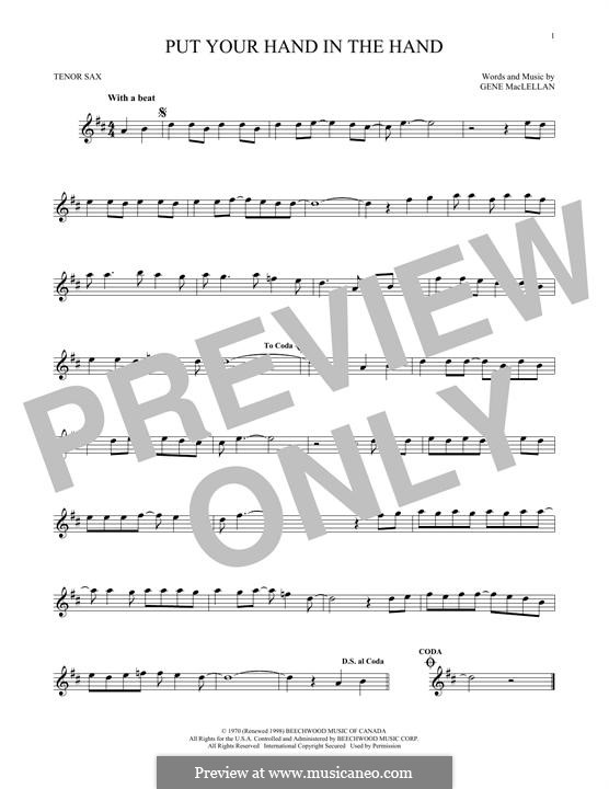 Put Your Hand in the Hand (Ocean): para saxofone tenor by Gene MacLellan