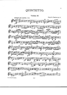 String Quintet No.1 in G Major, Op.14: violino parte II by Sergei Taneyev