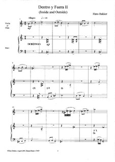 Dentro y Fuera II: For flute (or violin) and harp by Hans Bakker