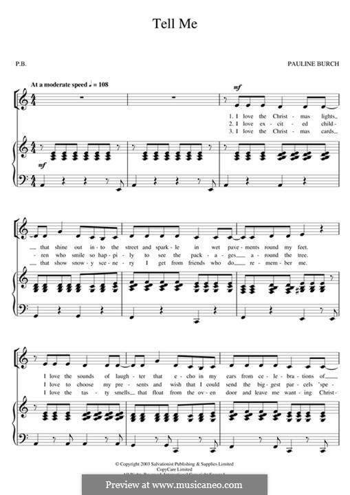 Tell Me (The Salvation Army): Para vocais e piano by Pauline Burch
