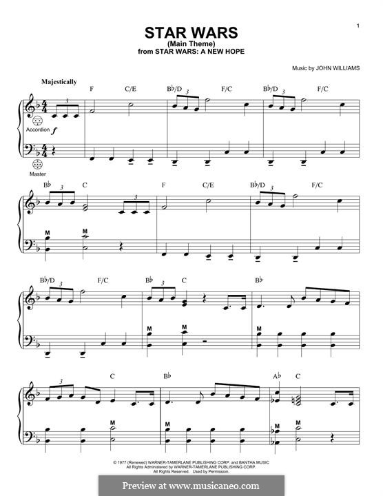 Star Wars (Main Theme): para acordeão by John Williams