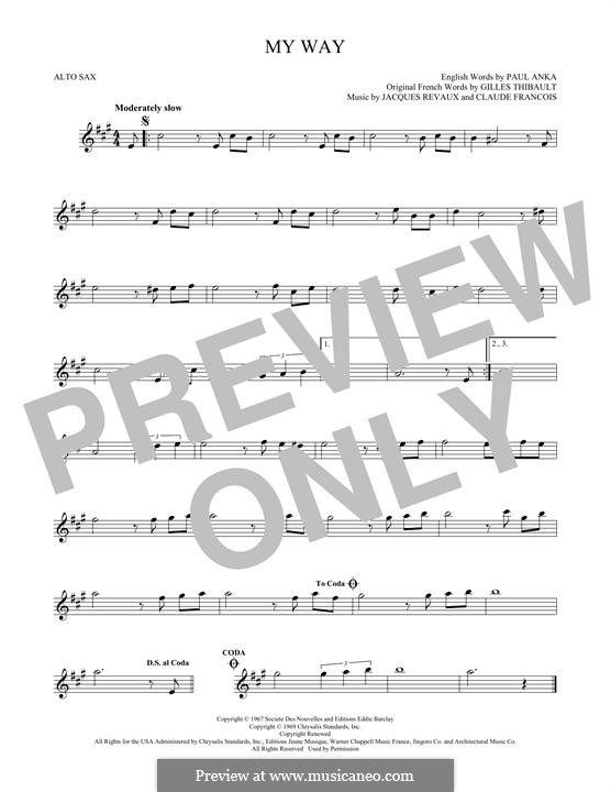 My Way: para Saxofone Alto by Claude Francois, Jacques Revaux