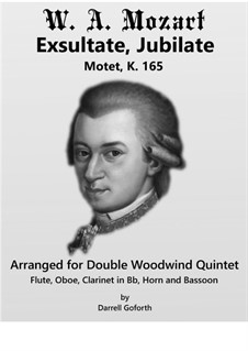 Exsultate, jubilate, K.165: For woodwind quintet by Wolfgang Amadeus Mozart