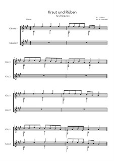 Kraut und Rüben: For two guitars (A Major) by Johann Sebastian Bach