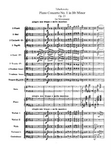 Concerto for Piano and Orchestra No.1 in B Flat Minor, TH 55 Op.23: Partitura completa by Pyotr Tchaikovsky