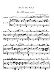 Song without Words for Cello and Piano, Op.109: partituras e parte solos by Felix Mendelssohn-Bartholdy