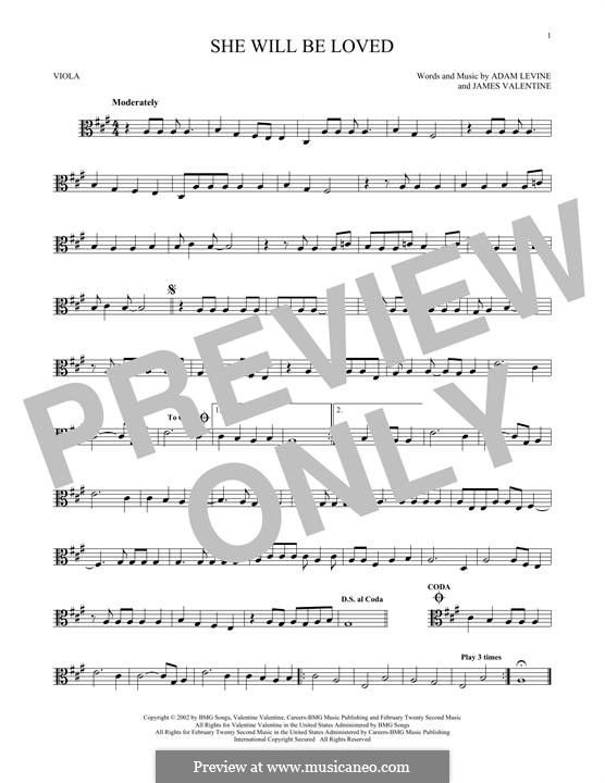 She Will Be Loved (Maroon 5): para viola by Adam Levine, James Valentine