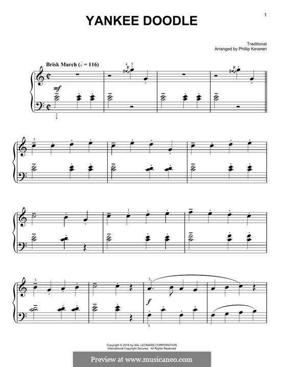 Yankee Doodle: Para Piano by folklore