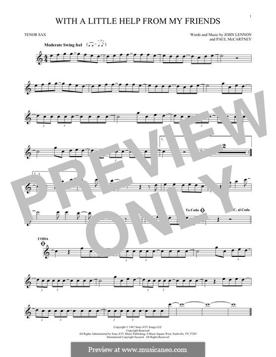 With a Little Help from My Friends (The Beatles): para saxofone tenor by John Lennon, Paul McCartney