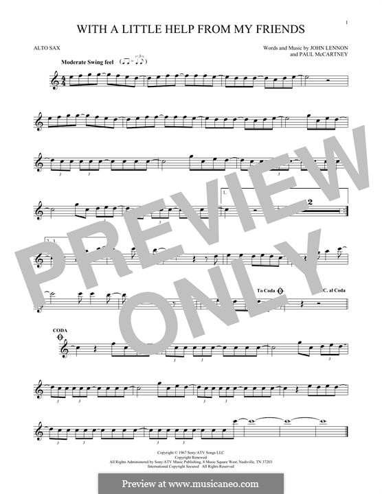 With a Little Help from My Friends (The Beatles): para Saxofone Alto by John Lennon, Paul McCartney