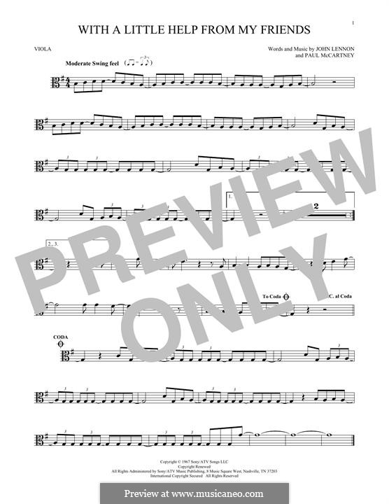 With a Little Help from My Friends (The Beatles): para viola by John Lennon, Paul McCartney