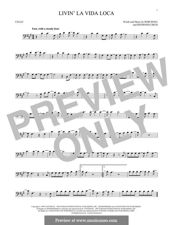 Livin' la vida loca (Ricky Martin): para violoncelo by Desmond Child, Robi Rosa