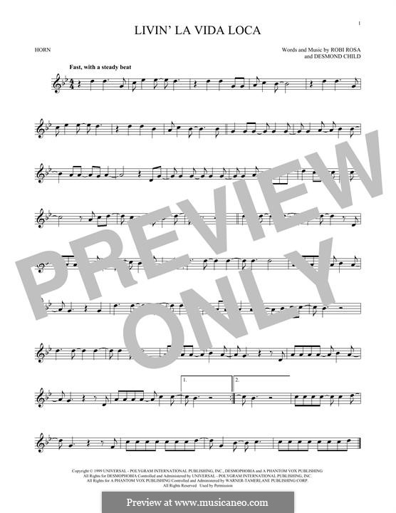 Livin' la vida loca (Ricky Martin): For horn by Desmond Child, Robi Rosa