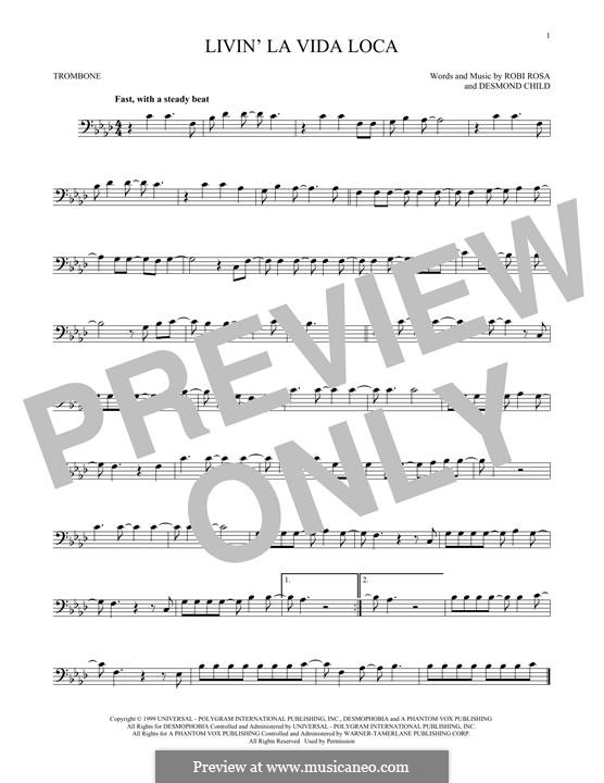 Livin' la vida loca (Ricky Martin): para trombone by Desmond Child, Robi Rosa