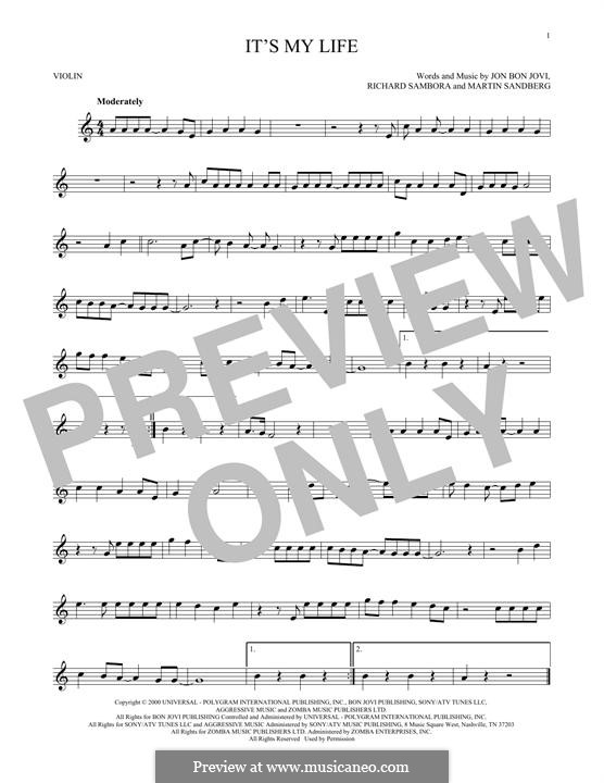 It's My Life (Bon Jovi): para violino by Jon Bon Jovi, Max Martin, Richie Sambora