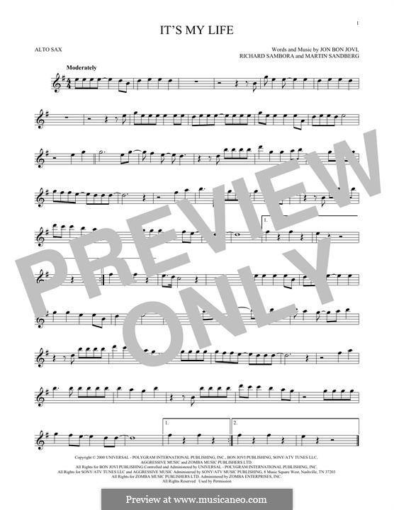 It's My Life (Bon Jovi): para Saxofone Alto by Jon Bon Jovi, Max Martin, Richie Sambora