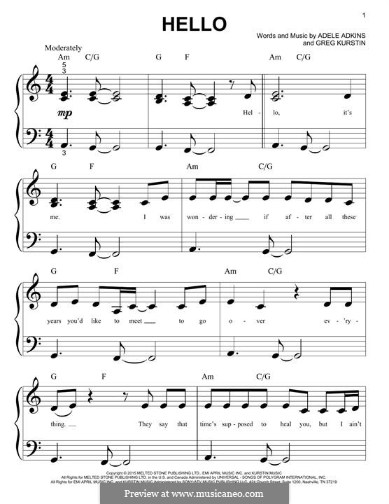 Instrumental version: Para piano (Big Notes) by Adele, Greg Kurstin