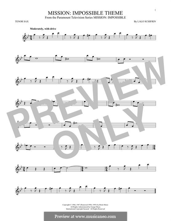 Mission: Impossible Theme: para saxofone tenor by Lalo Schifrin