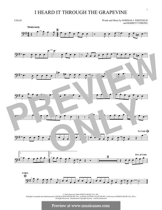 I Heard it Through the Grapevine: para violoncelo by Barrett Strong, Norman J. Whitfield