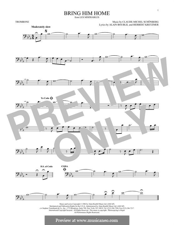 Bring Him Home: para trombone by Claude-Michel Schönberg