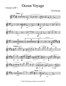 Ocean Voyage: Clarinet 1 part by Nick Raspa