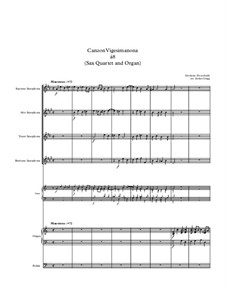 Canzon Vigesimanona: For sax quartet and organ by Girolamo Frescobaldi