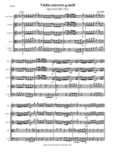 Violin Concerto No.8 in G Minor, RV 332: Score and all parts by Antonio Vivaldi