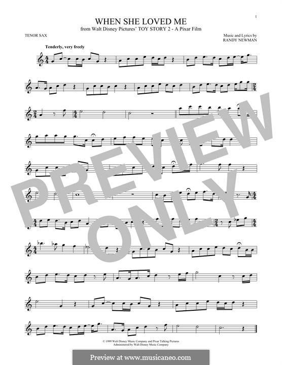 When She Loved Me (from Toy Story 2): para saxofone tenor by Randy Newman