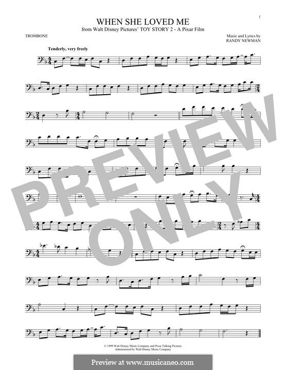 When She Loved Me (from Toy Story 2): para trombone by Randy Newman