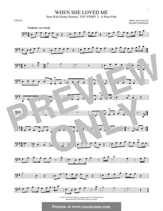 When She Loved Me (from Toy Story 2): para violoncelo by Randy Newman