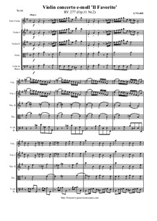 Six Concertos for Violin, Strings and Cembalo, Op.11: Concerto No.2 in E minor 'Il Favorito', RV 277 by Antonio Vivaldi