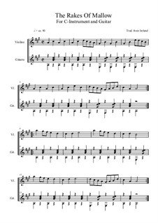 The Rakes of Mallow: For C-instrument and guitar (A Major) by folklore