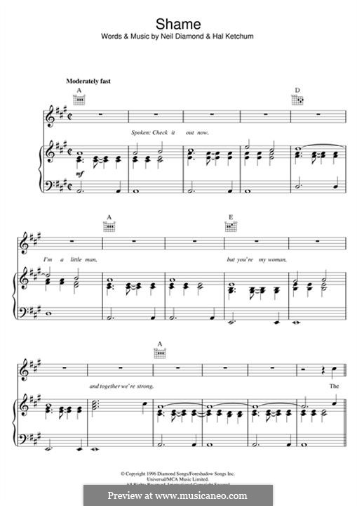 Shame: Para vocais e piano (ou Guitarra) by Neil Diamond
