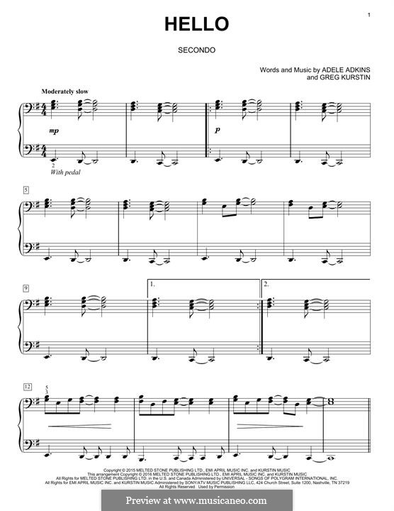 Instrumental version: para piano de quadro mãos by Adele, Greg Kurstin