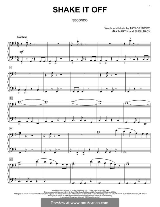 Piano-vocal version: Para Piano by Shellback, Max Martin, Taylor Swift