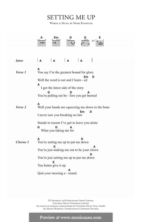 Setting Me Up (Dire Straits): Letras e Acordes by Mark Knopfler