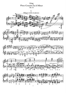 Piano Concerto in A Minor, Op.16: arranjo para piano by Edvard Grieg