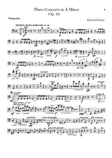 Piano Concerto in A Minor, Op.16: parte violoncelo by Edvard Grieg