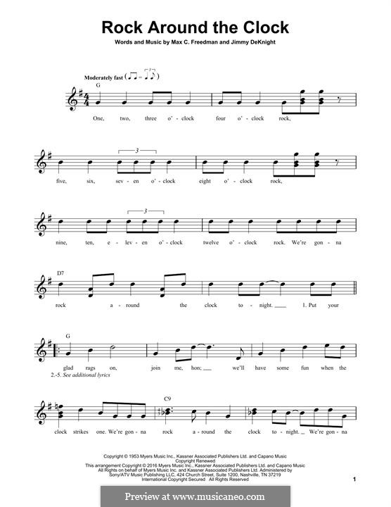 Rock Around the Clock (Bill Haley and His Comets): Para Guitarra by Jimmy DeKnight, Max C. Freedman