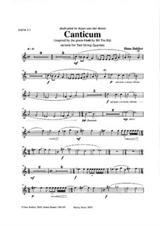Canticum for 2 string quartets: partes by Hans Bakker