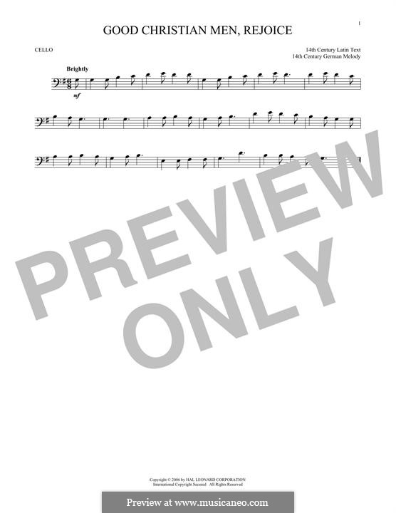 Good Christian Men, Rejoice: para violoncelo by folklore