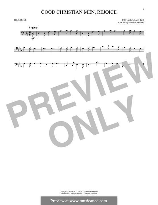 Good Christian Men, Rejoice: para trombone by folklore