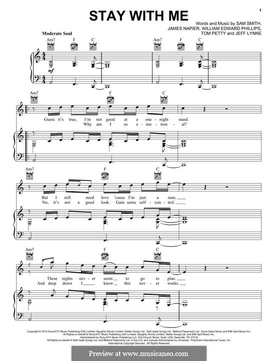 Vocal version: Para vocais e piano (ou Guitarra) by Sam Smith, James Napier, William Phillips