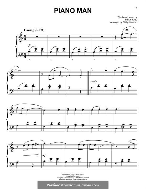 Piano Man por B. Joel - Partituras on músicaNeo