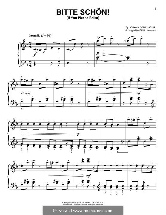 Bitte schön, Op.372: Für Klavier by Johann Strauss (Sohn)