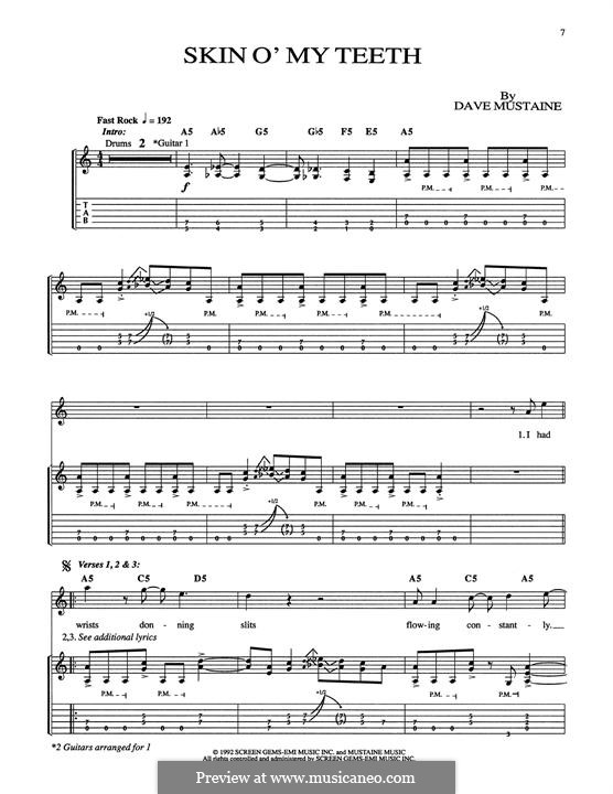 Skin O' My Teeth (Megadeth) por D. Mustaine - Partituras on músicaNeo