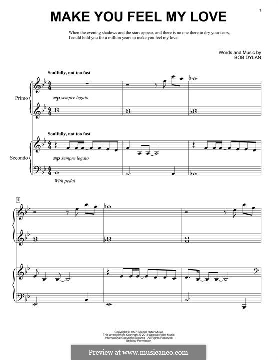 Make You Feel My Love: para piano de quadro mãos by Bob Dylan