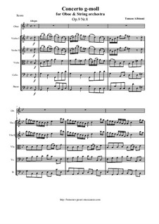 Concerto No.8 in g minor: Score and parts by Tomaso Albinoni