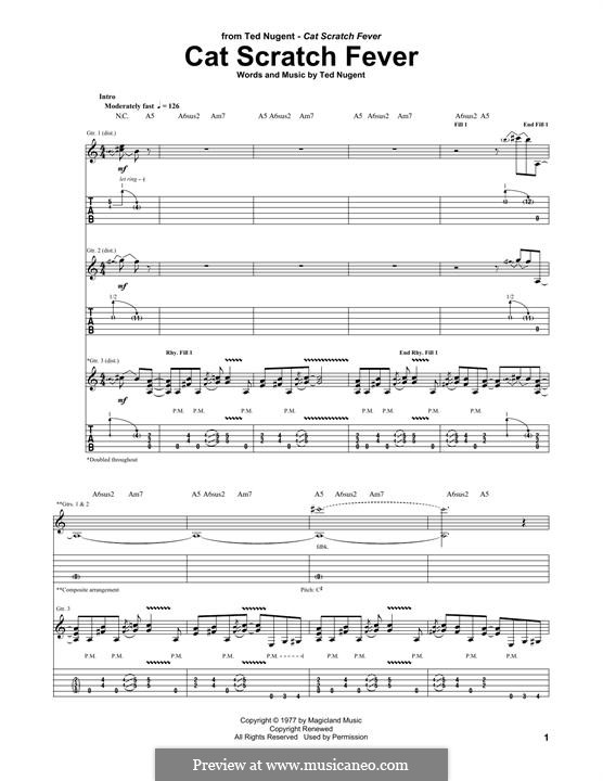 Cat Scratch Fever: Para guitarra com guia by Ted Nugent